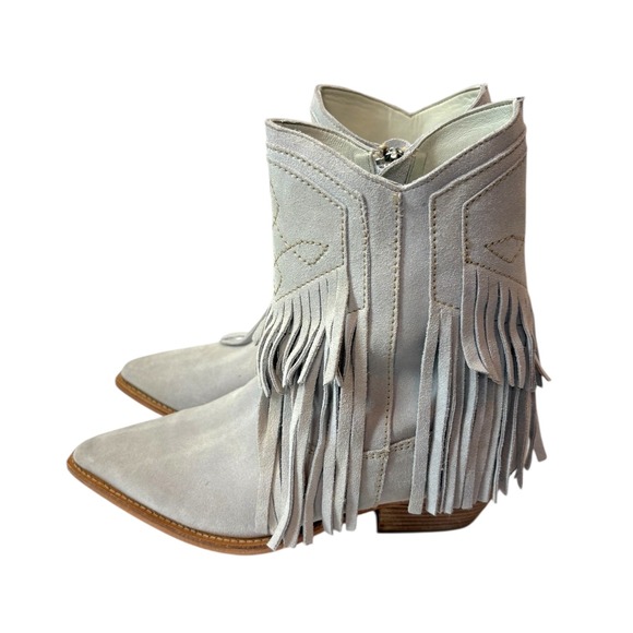 Free People Lawless Suede Fringe Ankle Boot Pointed Toe Western Cowboy Boots 9.5 - Picture 6 of 10